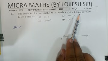 Q17 The equation of a line parallel to the x-axis and at a distance of 3 units below x-axis is