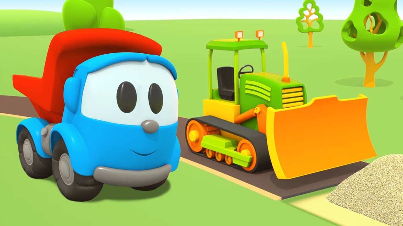 الشاحنة ليو ومركبات البناء - لنَبني جرافة، مداحل طرق وشاحنة خلّاط الأسمنت للأطفال! كارتون بالعربية