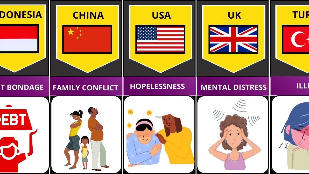 Main reason for Suicide in different Countries