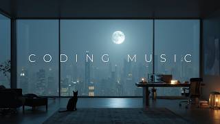 Black Cat Coding Music ~ Deep Focus Ambient for Foggy City Night Study &amp; Work Vibes