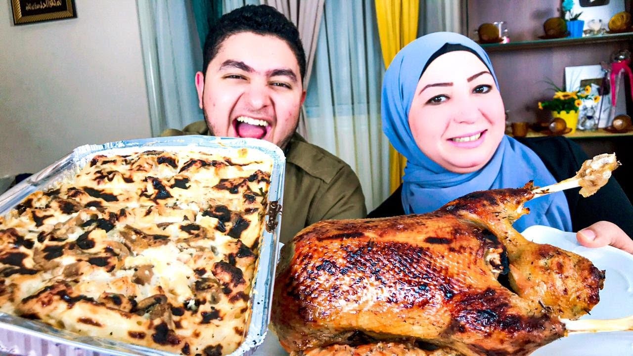 تحدى ٱكل بطه🦆بوزن 3كيلو مع صنيه باستا🥘 بالدجاج 🐓والمشروم ضد ابراهيم وشيماء