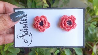 Beautiful Crochet Floral Stud Earrings | Easy Step by Step Tutorial | How to make | Handmade DIY