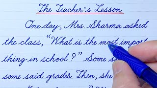 The Teacher’s Lesson | Story with Moral in English Cursive Writing | Cursive Handwriting Practice