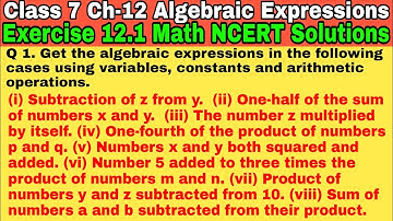 Class 7 Ex-12.1 Q 1 | Algebraic Expressions | Chapter 12 | Exercise 12.1 | Math NCERT Solutions