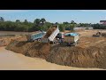 Project termination transaction bulldozer komatsu d50p and dump truck 10 ton unloading