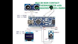 MLX Non Contact Thermometer Project with Ultrasonic+OLED+NANO