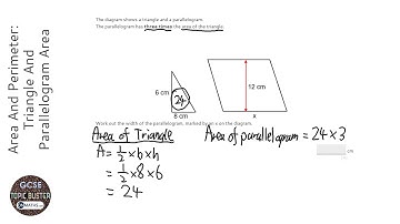 Area And Perimeter: Triangle And Parallelogram Area Problem (Grade 3) - OnMaths GCSE Maths Revision