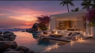 Summer Beach Sunset Campfire Escape 🌴🔥 Relaxing Ocean Waves & Nature Sounds for Sleep