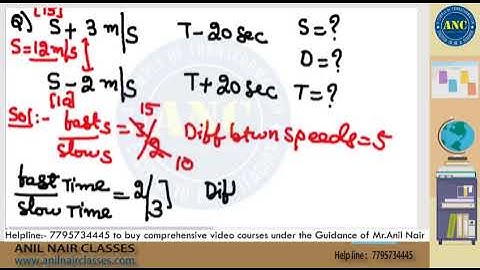 Toughest Time Speed Distance problem made easy by Mr.Anil Nair( No Pen,No paper)