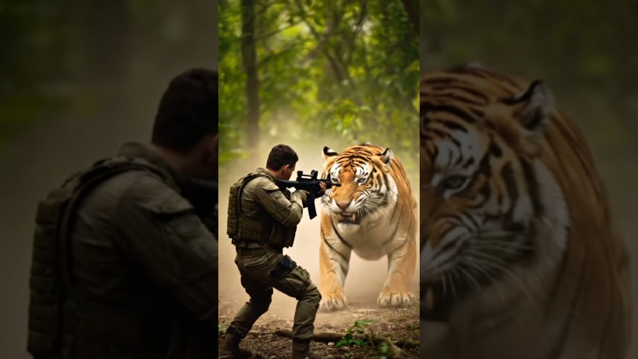 Храбрый солдат против свирепого тигра 