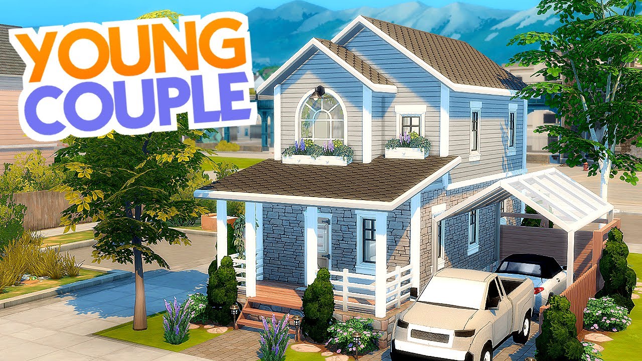 young couple's new home - the sims 4 - speed build - no cc