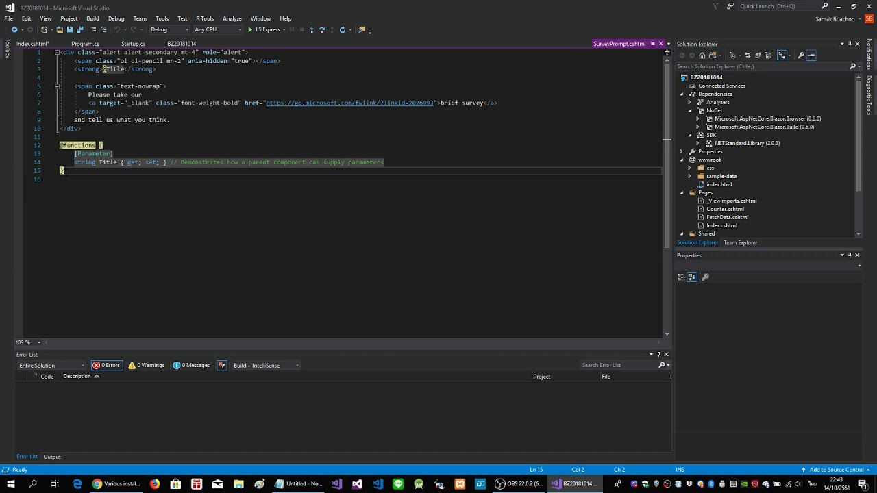 พัฒนาเวบแอพ WebAssembly ด้วย Blazor ASP.NET Core C# + HTML ตอน 1 - YouTube