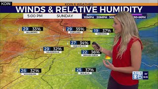 Dry and breezy conditions increase fire danger on Sunday