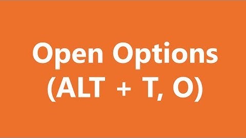 Excel Shortcuts - Open Options