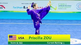 Priscilla Zou 🇺🇲 9.16 score🥇 Taijiquan (Group B Girls) 8th World Junior Wushu Championship Indonesia