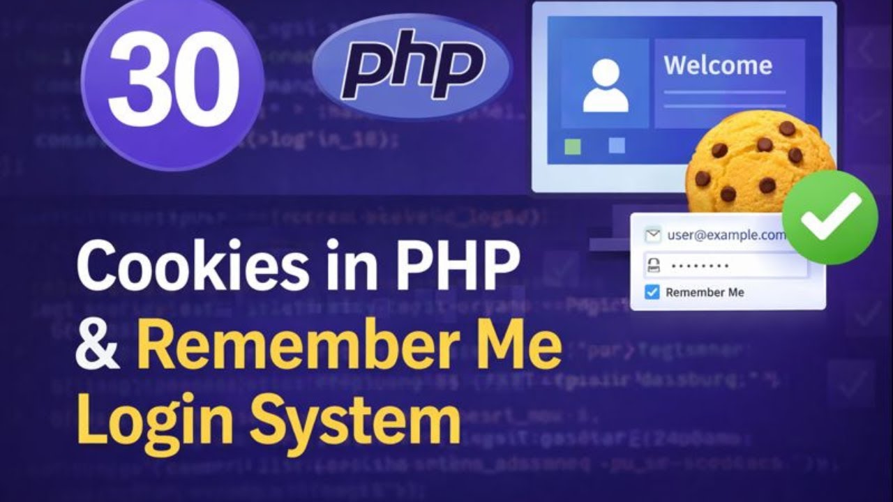 PHP Tutorial 30: Cookies in PHP & Remember Me Login System