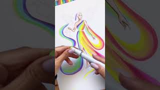 Iris, goddess of rainbows 🌈 #fashionillustration #copicmarkers #illustration #asmr #relaxing #art