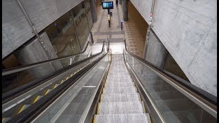 Denmark, train ride from Tårnby to Copenhagen Airport, 6X escalator, 5X elevator, 3X walkalator