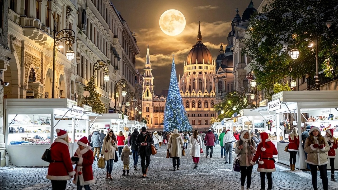 Самая волшебная новогодняя иллюминация в Европе 🎄 Вы НИКОГДА не видели Будапешт таким!