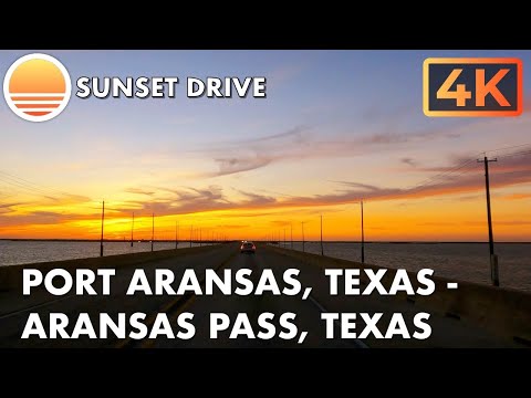 🇺🇸 [4K] Port Aransas, Texas to Aransas Pass, Texas at Sunset! 🚘 Drive with me on the ferry!