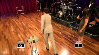 Mila Kunis Drinks Beer and Plays Hillbilly Horseshoes on Jimmy Fallon 7/18/11