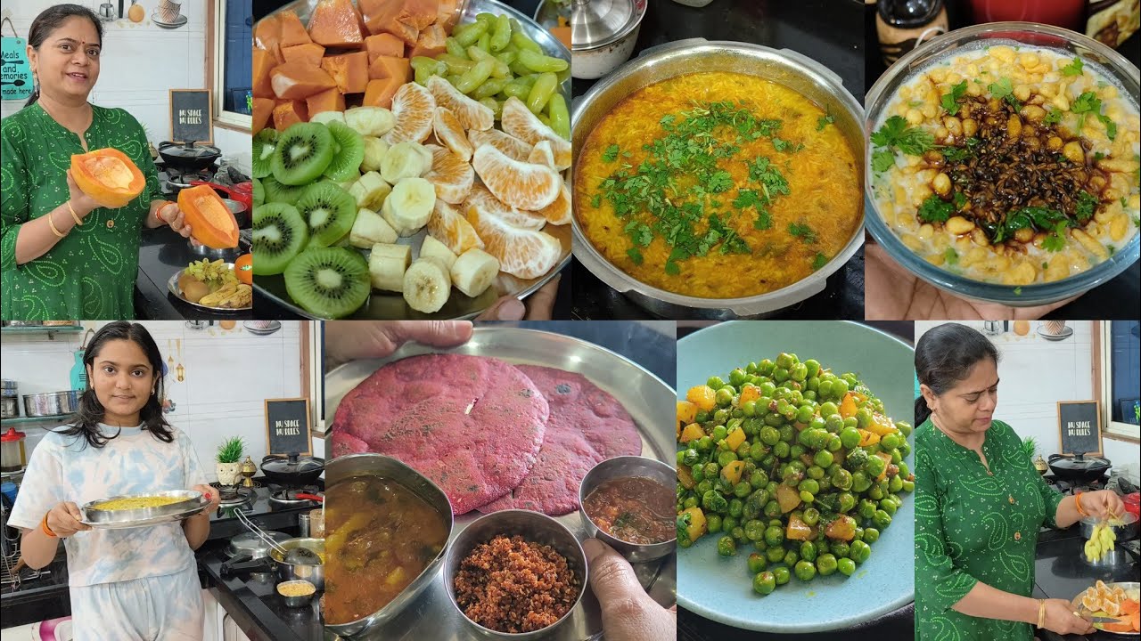 3 log pasand alag +Breakfast & Dinner🍱 matar fry🌺 beetroot paratha🌺 moongdal khichdi🌺 boondii raita