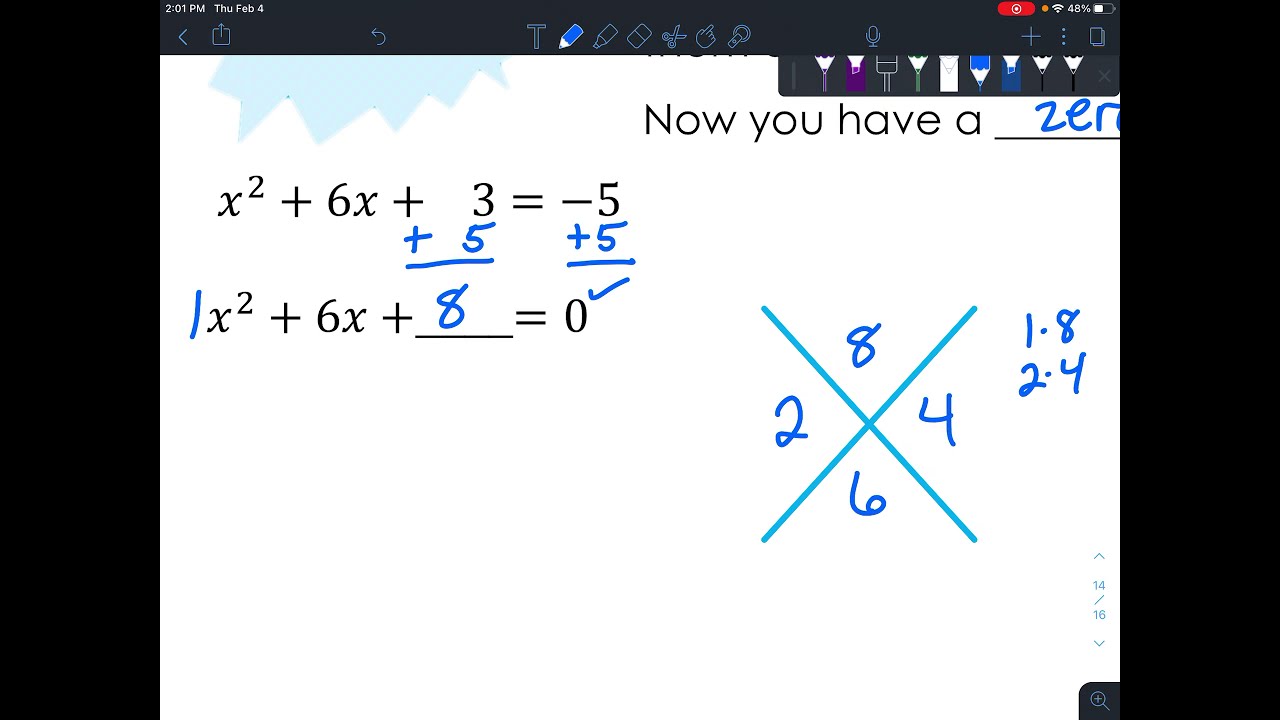 Solving Quadratic Equations Not Equal to Zero YouTube