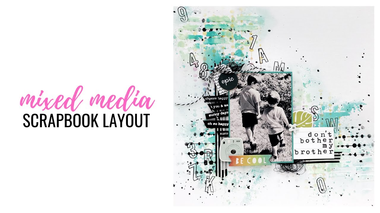 Mixed Media Scrapbook Layout with Stencils, Ink Blending, Texture Paste, + Distress Oxide Sprays
