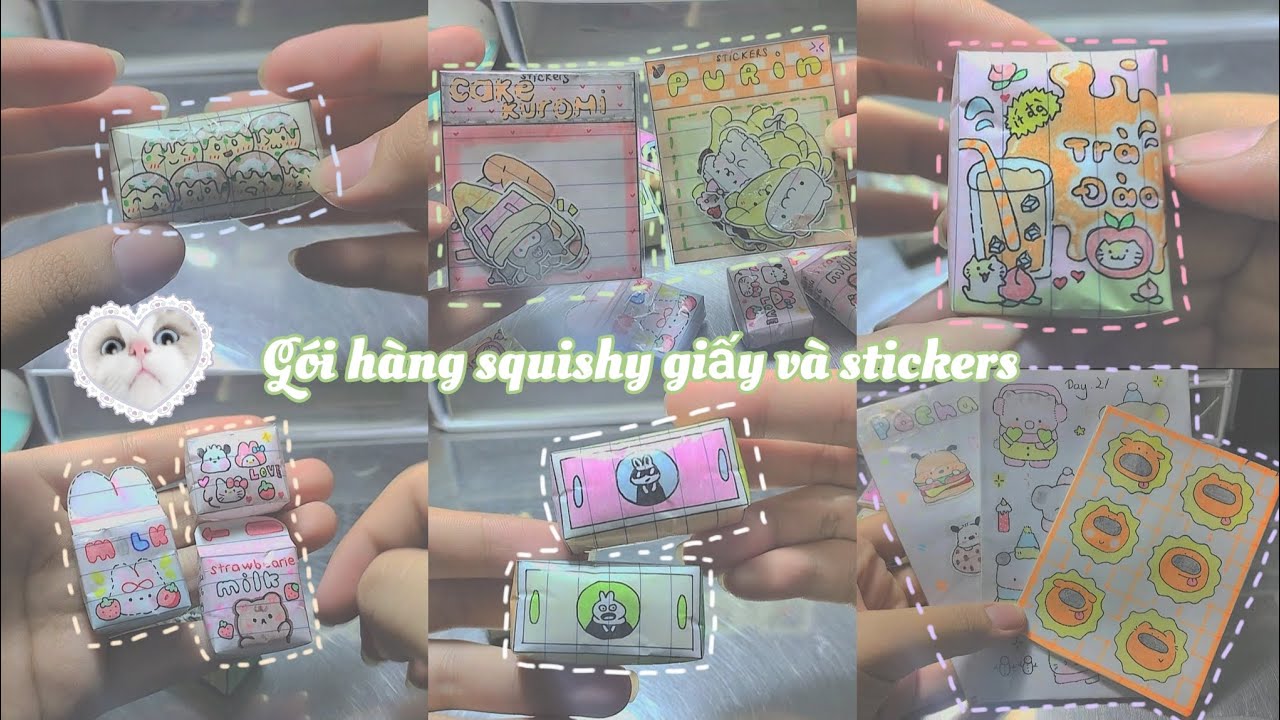 ①⑤ Gói hàng squishy giấy và stickers handmade 🪼🧋🫧 || XNhư