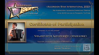 Volodymyr Lozovskyi (Ukraine) Cat 3. (12 and Under) Accordion Star International Competition 2023