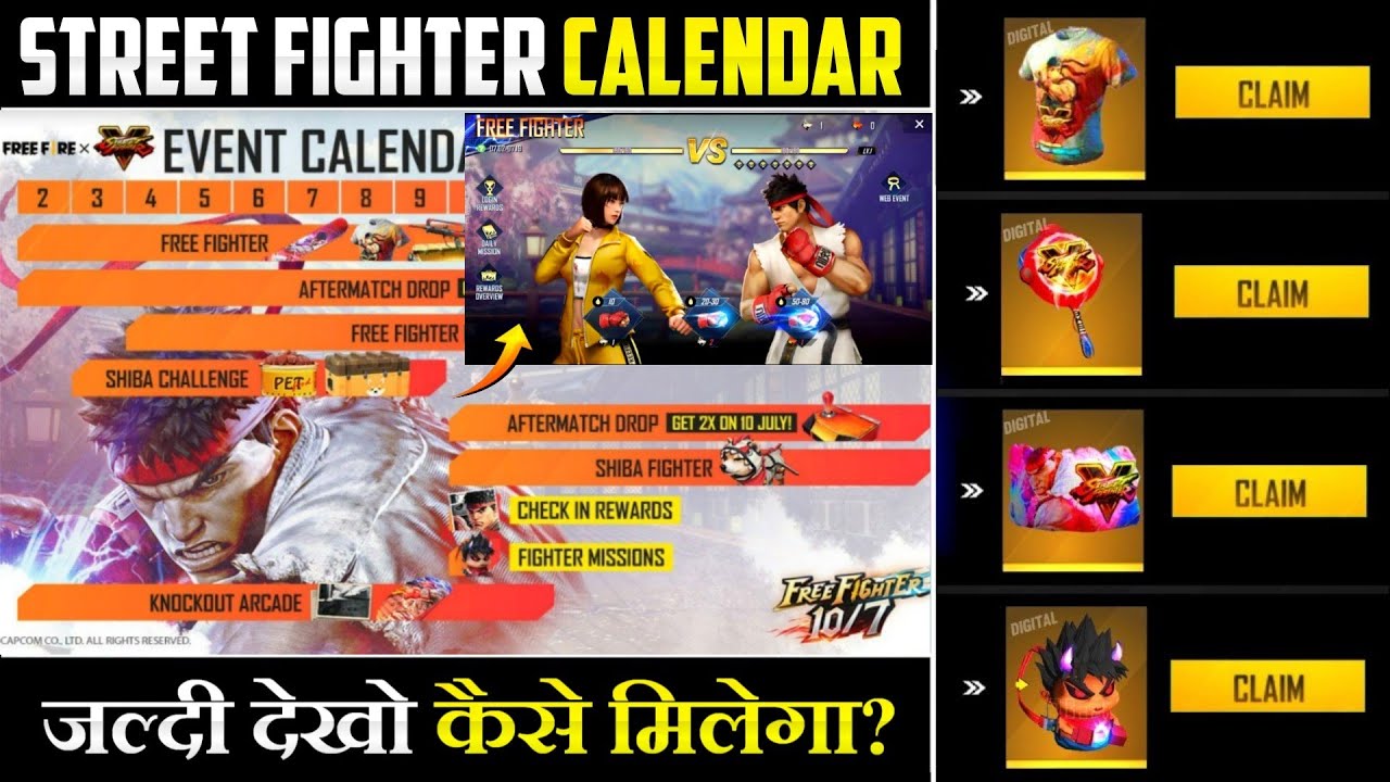 STREET FIGHTER EVENT FREEFIRE | 2 JULY NEW EVENT | STREET FIGHTER EVENT CALENDAR FULL DETAILS |