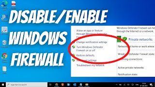 how to disable or enable windows defender firewall in windows 10/windows 11