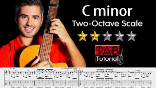 C minor | Two-Octave Melodic Minor Scale | Tutorial + Sheet & Tab