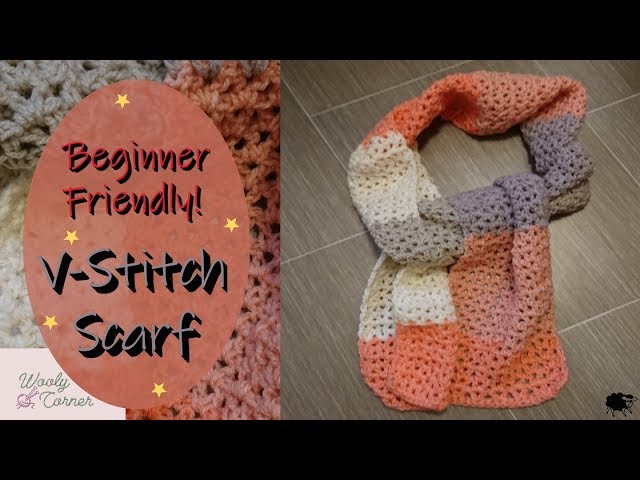 Simple V-Stitch Crochet Scarf - Free Crochet Pattern - sigoni macaroni
