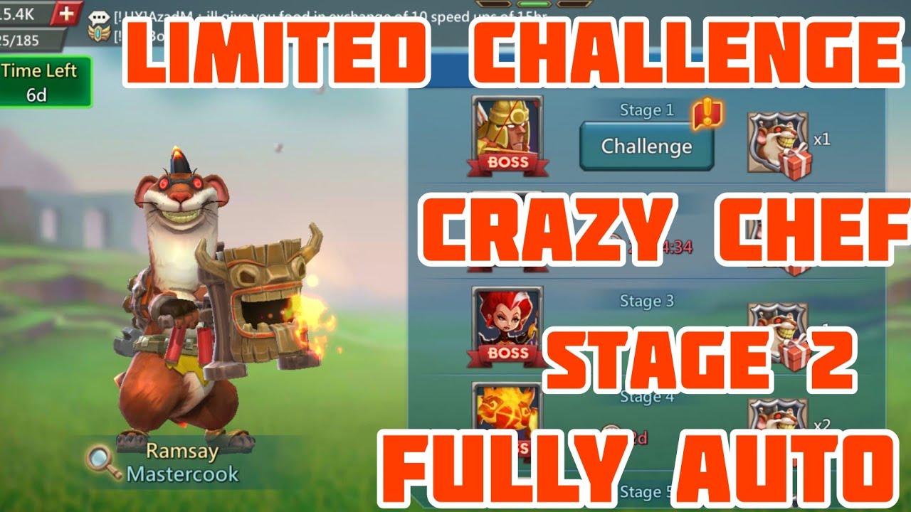 Lords Mobile  LIMITED CHALLENGE Crazy Chef  Stage 2 fully auto