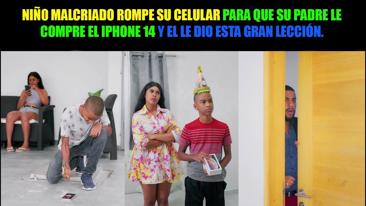 Niñ0 malcriado rompe su celular para que su padre le compre el iPhone 14 y el le dio una lección
