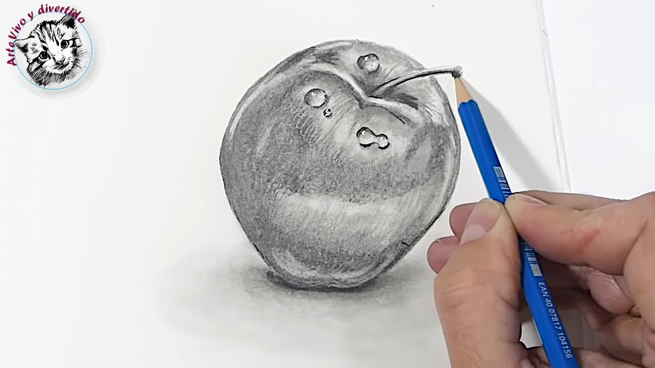 Como Dibujar una Manzana y Gotas de Agua Realistas a Lapiz Paso a Paso y  muy Facil - YouTube