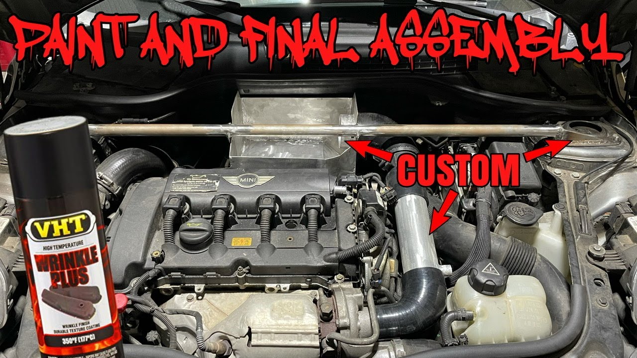 Turbo Mini fabricated air intake and strut brace get wrinkle paint YouTube
