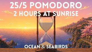 25/5 Pomodoro Timer ⏳ 2-Hour Study With Me for Deep Focus & ADHD | Ocean & Birds | Morning screenshot 5