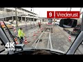 Track repairs and a faulty signal   htm line 9   the hague  4k tram cabview  siemens avenio