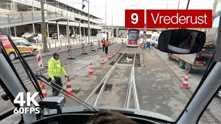 Track repairs and a FAULTY signal | 🚊 HTM Line 9 | 🇳🇱 The Hague | 4K Tram Cabview | Siemens Avenio