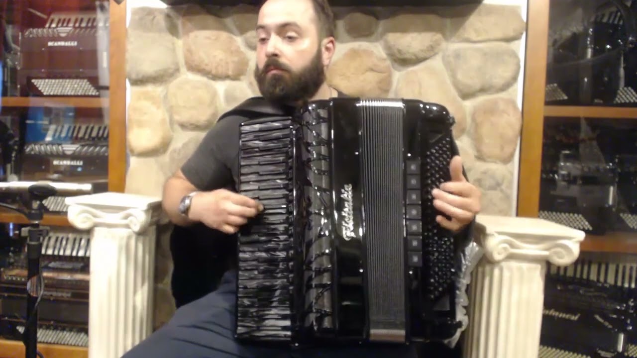 NEW All Black Fisitalia 4145-TC Piano Accordion LMMH 41 120