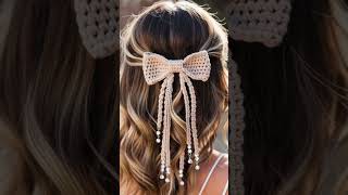 crochet hair bow 🎀#crochet #viral