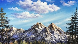 Simple Mountain with Blue Sky  Acrylic Painting  Exercise lesson 2