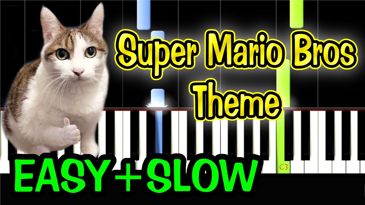 Super Mario Bros Theme Piano Tutorial EASY SLOW + Free Sheet Music