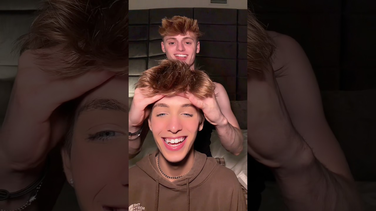 Big forehead filter prank on my boyfriend #couple #funny #prank #lgbt #shorts