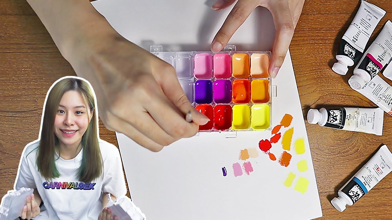 Gouache : ผสมสีลงถาดหลุม สำหรับพกพา