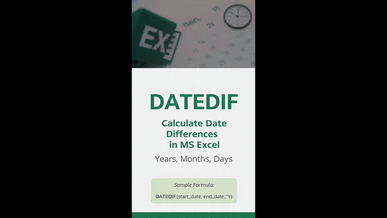 Excel DATEDIF Function: Overview and Usage - YouTube
