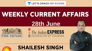 Weekly Current Affairs l 28th June 2020 l MPPSC l MPSI l All Exams | Shailesh Kumar Singh