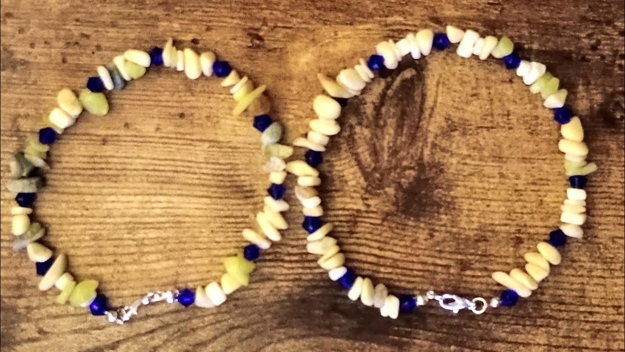 Chip Stones with Blue Accent Bead Anklets: FEELING THE BLUES: Radical Blue Bead Mix Challenge Part 3